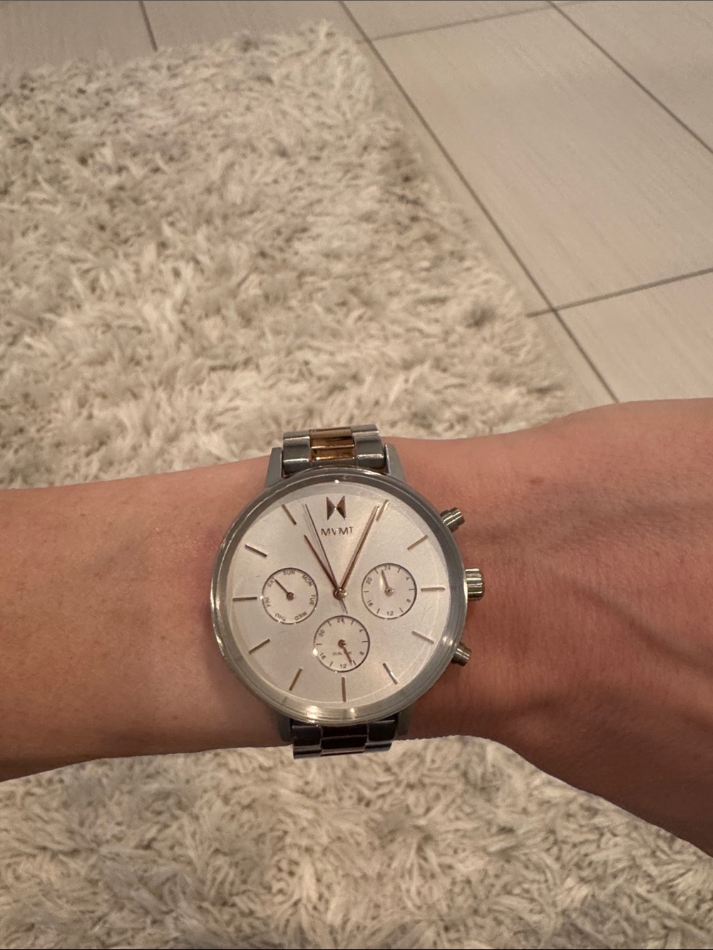 MVMT Silver and Rose Gold Chronograph Watch